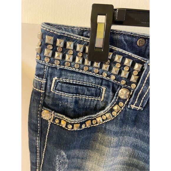 Miss Me blue denim jeans size 26 studs bling JP5130st - Picture 2 of 9